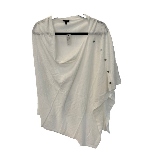 Talbots Sweaters - NWT Talbots 2X / 3X Chevron Pattern White Knit Off Shoulder Ruana Wrap